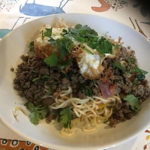 Thai stir-fried minced beef with chilli and basil